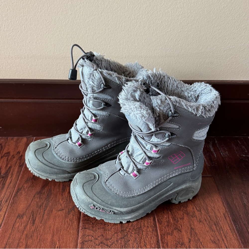 Columbia Gray Winter Boots with Pink Accents